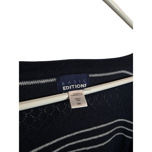 Basic Editions Lightweight Open Front Striped Cardigan XXL - Picture 3 of 4